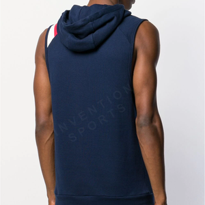 Custom Logo <b>Sleeveless</b> <b>Hoodie</b> for <b>Men</b> 100% Cotton Muscle Fitness Workout Jacket Hooded Print Design for Winter - Product Image 6