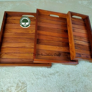 Wooden <b>Serving</b> Tray <b>Set</b> Rectangle Handmade Polished Minimalist Design Solid Wood Decorative Tray for Presents - Product Image 3