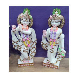 Statue Krishna en marbre blanc, Statue faite à la main - Product Image 1