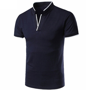 Polo informal de manga corta para hombre, Polo ajustado de color sólido con logotipo personalizado, novedad - Product Image 2