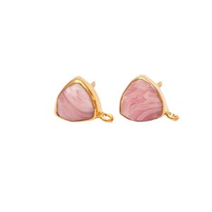 Venta al por mayor de pendientes de piedras preciosas de Rodocrosita chapados en oro, componentes de joyería de moda para mujer, joyería de latón - Product Image 1