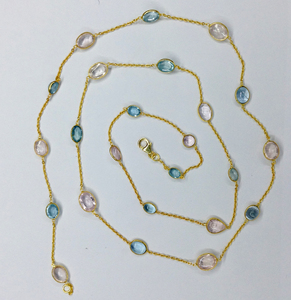 Traditional 925 <b>Sterling</b> <b>Silver</b> Low MOQ Jewelry Supplier Aquamarine Morganite Gemstone Long Chain <b>Necklace</b> - Product Image 2