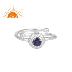 Blue Iolite Gemstone Ring Jewelry Wholesaler Indian Fine Sterling <b>Solid</b> <b>Silver</b> Adjustable Ring Jewelry - Product Image 1