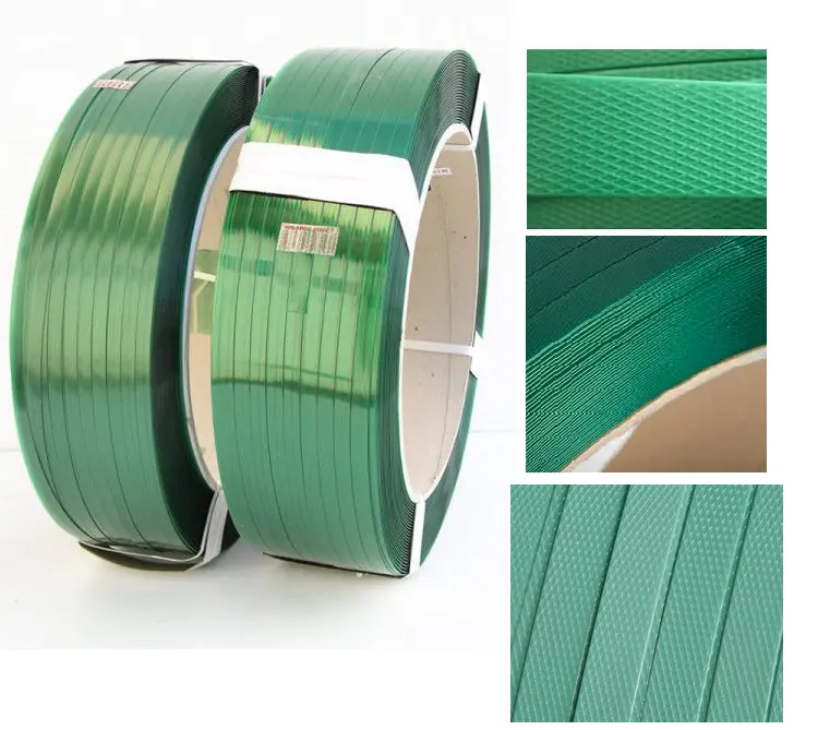Polyester bant rulo 16 mm x 0.80mm yeşil kabartmalı Polyester çemberleme bandı hindistan fabrika çoklu plastik endüstrileri