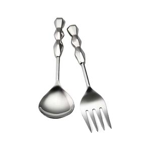 Ensemble de service à salade avec manche en aluminium poli argenté et brillant en acier inoxydable poli à la main sans danger pour les aliments - Product Image 1