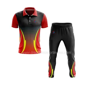 Jersey Olahraga Merah dan Hitam, Jersey Sublimasi, Jersey Tim Kriket, Belanja Online, Celana Atasan Kriket Selandia Baru