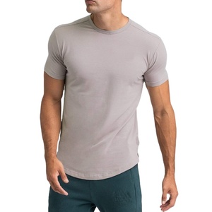 Camiseta con dobladillo curvo para hombre, prenda de vestir, de alta calidad, 95% algodón, 5% licra, con abertura lateral, venta al por mayor - Product Image 1