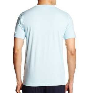 เสื้อยืดแขนสั้นสำหรับผู้ชายสีฟ้าคอกลมทรงสลิมฟิตลำลองแบบสวมหัวสีพื้นย้อมสีสำหรับผู้ใหญ่ - Product Image 2