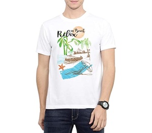 Nueva camiseta estampada 100% de algodón con cuello redondo para hombre de manga corta de gran tamaño de alta calidad de punto teñido directo de diseño personalizado - Product Image 2