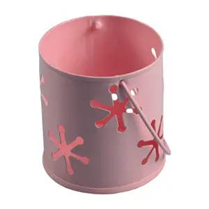 Balcony Decor And Home Garden Decor Light Pink Color Hanging Candle Votive With Painted Finishing Tealight Holder