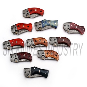 มีดพกพาทำมือพับได้เองพร้อมปลอกหนังผสมมีดเหล็กดามัสกัส10ชิ้น59-60HRC (Smk1253) - Product Image 4