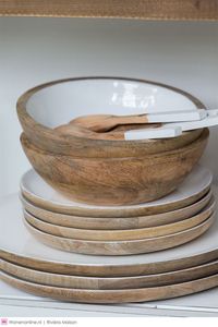 Handmade <b>Kitchen</b> <b>Decorative</b> Round Wooden Enamel Salad Fruit Serving Bowls High Quality Resin Bowls - Product Image 5