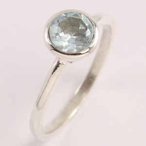 Anillo de Topacio Azul Londres Natural de alta calidad corte redondo facetado 925 anillo de promesa delicado de plata esterlina para mujeres Día de la madre - Product Image 1
