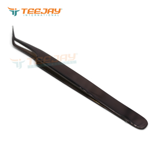 Pince à épiler TEEJAY Plasma Rose Gold pour extensions de cils, pointe fine angulaire à 45 degrés, en acier inoxydable, 12,5 cm, isolation optimale - Product Image 2