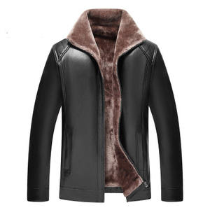 <b>Men's</b> Original Vintage Style <b>Sheepskin</b> Fur Leather Jacket Winter Fashion Bomber <b>Coat</b> with Warm Fur Collar - Product Image 5