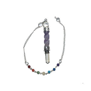 Améthyste 7 Chakra Collé Spirale Chakra Pendule Sculpté Style Feng Shui Agate Gemstone Exportation en Vrac - Product Image 1