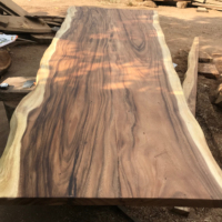 Table à manger pliable en bois de monkeypod/bois de pluie à bord naturel, moderne et écologique, pour salon, villa, hôtel, bureau à domicile, appartement