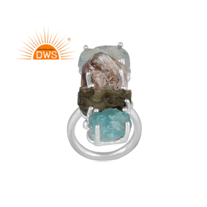 Fine Sterling Silver Natural Multi Gemstone Stackable <b>Ring</b> Jewelry Manufacturer For Occasion, Party And Gift - Product Image 1