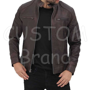 Chaqueta de cuero unisex para motocicleta urbana, cuello alto, con letras, gruesa, impermeable, cortavientos, con guantes, mangas largas, cremallera frontal y logo. - Product Image 2