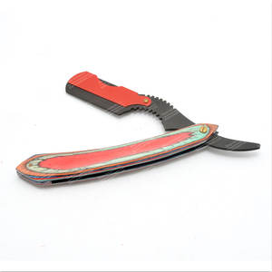 Maquinilla de afeitar de barbero de borde recto de madera negra y roja Cuchillo de afeitar de acero inoxidable con herramientas de extensión de cabello de material plástico - Product Image 1