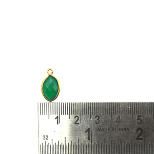 Pendentif en argent sterling 925 plaqué or, forme marquise en onyx vert, fabrication artisanale de bijoux - Product Image 3