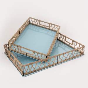 Bandeja decorativa de Metal con asas de Metal, bandeja de servicio de grado alimenticio de alta calidad, rustc - Product Image 2