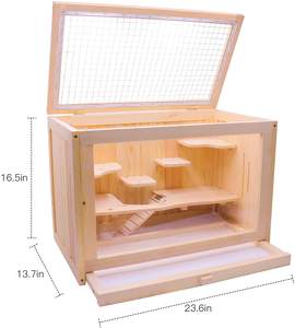 Gabbia per criceti in legno ecologica con chiusura a pressione per criceti e conigli - Product Image 2