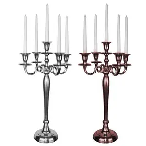 Ensemble de 2 candélabres de différentes couleurs, 5 bras, centre de Table pour décoration de mariage et d'événements, candélabres en métal faits à la main