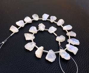 Piedra lunar arcoíris Natural de 1 hebra de alta calidad, azul llamativo, 20 piezas, taladro lateral superior, piedra preciosa áspera sin tratar - Product Image 3