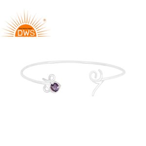 Pulsera de GEMA de amatista Natural, fabricante de joyería, inicial de amor personalizada, proveedor de joyería de plata de ley - Product Image 1
