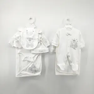 190g/M2 GSM High Quality 100% Cotton Baby 6 PCS Clothes Set for Boy Newborn Baby Gift Sets Baby Wear