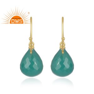 À la mode Top Vente En Argent Sterling Plaqué Or Drop Boucle D'oreille Vert Onyx Gemstone Boucle D'oreille Fournisseur Pour Les Femmes Cadeau Pour Elle - Product Image 4
