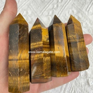 Baguette de tour en pierre de guérison pour Reiki à des fins décoratives-Baguette de tour en cristal d'agate d'oeil de tigre naturel - Product Image 2
