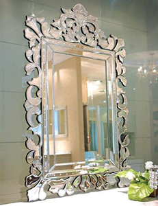 Hot <strong>Rectangular</strong> Big Venetian <strong>Wall</strong> <strong>Mirror</strong> with Hand Flowers - Product Image 1
