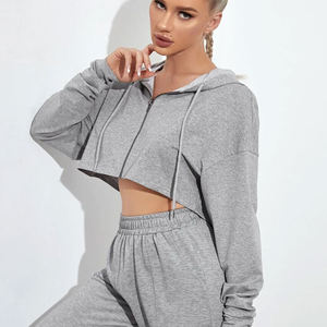Inspire Apparel Haut court à manches longues pour femmes de haute qualité Sweat à capuche Streetwear imprimé avec logo personnalisé avec doublure au printemps - Product Image 3