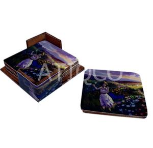 Best Selling Stylish Wooden <b>Coaster</b> <b>Set</b> with Customized Printed Designs Modern <b>Placemat</b> Wood <b>Coasters</b> unique Prints - Product Image 3