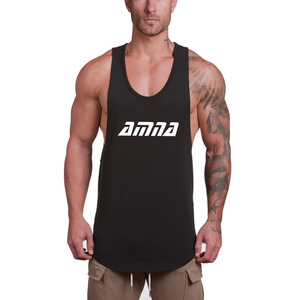 Solid Black Men's Tank Top Cotton/Polyester Quick Dry Anti-UV Breathable Gym Fitness Wear <b>Stringer</b> <b>Vest</b> - Product Image 5