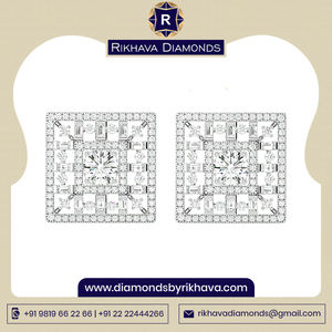 Fabrication professionnelle en ligne de boucles d'oreilles en or blanc 10 carats avec diamants Emballage cadeau élégant inclus Bijoux purs - Product Image 2