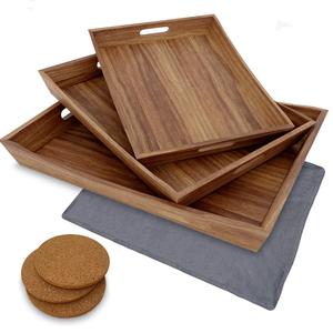 Meilleures ventes Plateau de service en bois d'olivier pour servir du thé et des collations avec poignée au prix de gros en Inde - Product Image 5