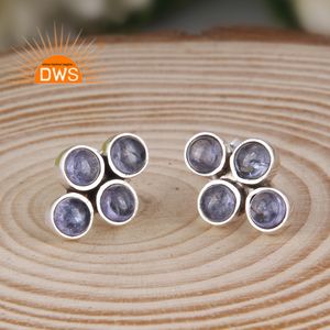 Boucles d'oreilles clous en argent sterling 925 oxydé avec pierre précieuse naturelle Tanzanite, fabricant de bijoux indiens - Product Image 2