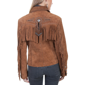 แจ็คเก็ตคาวบอยกำมะหยี่แบบตะวันตกสั่งทำขายส่งจากโรงงาน แจ็คเก็ตหนังพิมพ์ลายเสือดาวแต่งชายครุยสำหรับผู้หญิง ผู้ใหญ่ และเด็ก - Product Image 3