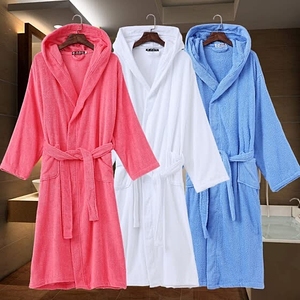 Peignoir à capuche 100% Coton Économique Pas Cher Peignoirs De Qualité pour Salle De Bain À La Maison D'hôtel - Product Image 1