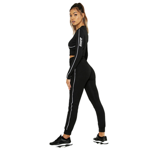 Survêtement réfléchissant pour femmes, combinaisons de jogging personnalisées en Polyester, haut court réfléchissant, ensemble de tenue de sport - Product Image 2