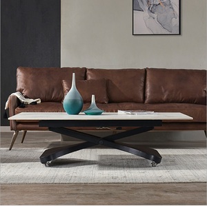 Mesa de Comedor Plegable Multifuncional B5702 con Base de Metal y Piedra Sinterizada, Altura Ajustable, Convertible en Mesa de Centro - Product Image 3