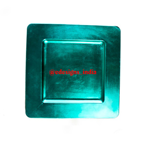 Métal de forme carrée fait main du fournisseur indien pour assiette de chargeur Plateau de service design le plus vendu écologique et fantaisie - Product Image 5