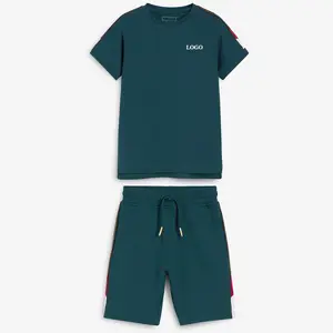 Atacado Casual Wear Roupas de Bebê Menino Terno/Melhor Qualidade Crianças Roupa de Duas Peças/Mangas Curtas Top E Short Twin Set Para Meninos