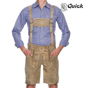 2024 TENDANCE authentique allemand unisexe Lederhosen blanc en cuir véritable court vêtements de travail Oktoberfest tenue en cuir véritable authentique - Product Image 5