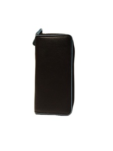 Women's Genuine Leather <strong>Wallet</strong> Black Blue Embroidery Lock Decorative Long Candy Pattern RFID Protection Polyester <strong>Lining</strong> - Product Image 6