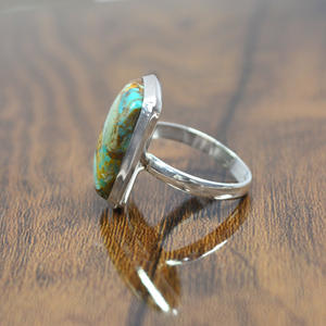 Anillo de piedras preciosas Vintage de Plata de Ley 925, cojín turquesa, proveedor de piedras preciosas, venta al por mayor - Product Image 2