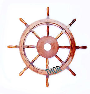 Volante de barco de madera artesanal náutico dirección marrón pulido Vintage barco coleccionable decoración de pared del hogar 30 pulgadas - Product Image 5